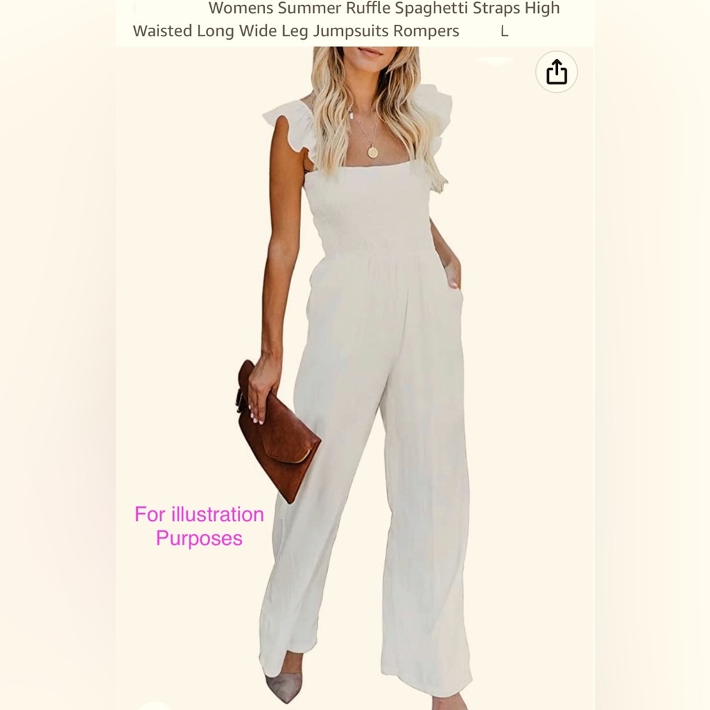🤩 Off White Women's High Waist Wide Leg sexy Jumpsuit  Romper 🎉☀️ NWOT Pockets